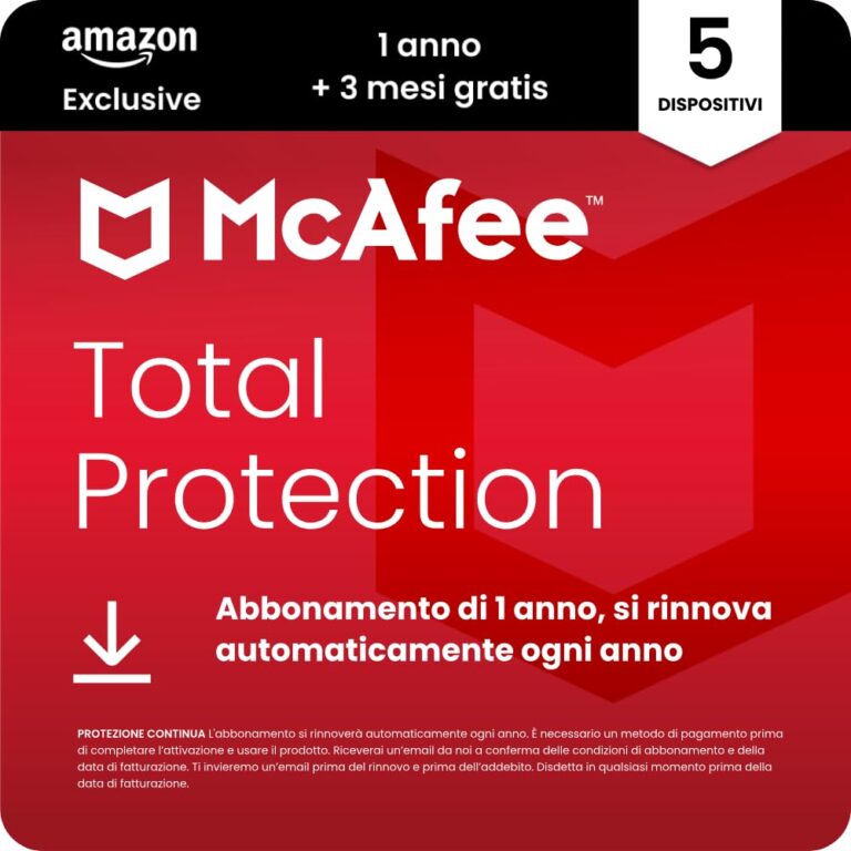 McAfee Total Protection 2026 – 5 Dispositivi, 15 Mesi con VPN