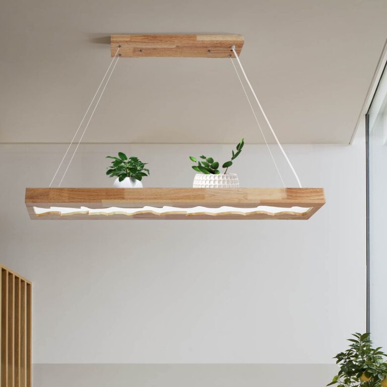 minifair Lampada a sospensione a led in legno, lampada a sospensione rustica in legno dimmerabile...