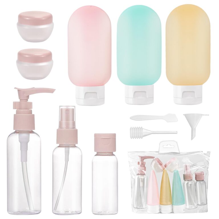 Bottiglie da viaggio, 11 pezzi set portatile da riempire Set di bottiglie di plastica flaconi viaggio ricaricabili Kit Con...