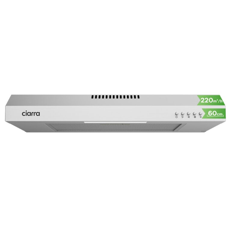 CIARRA Cappa Sottopensile 60 cm con LED, 220 m³/h, Ricircolo o Scarico