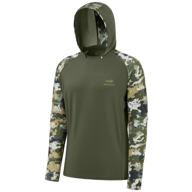 Bassdash Maglia UPF 50+ Manica Lunga con Maschera e Cappuccio Uomo