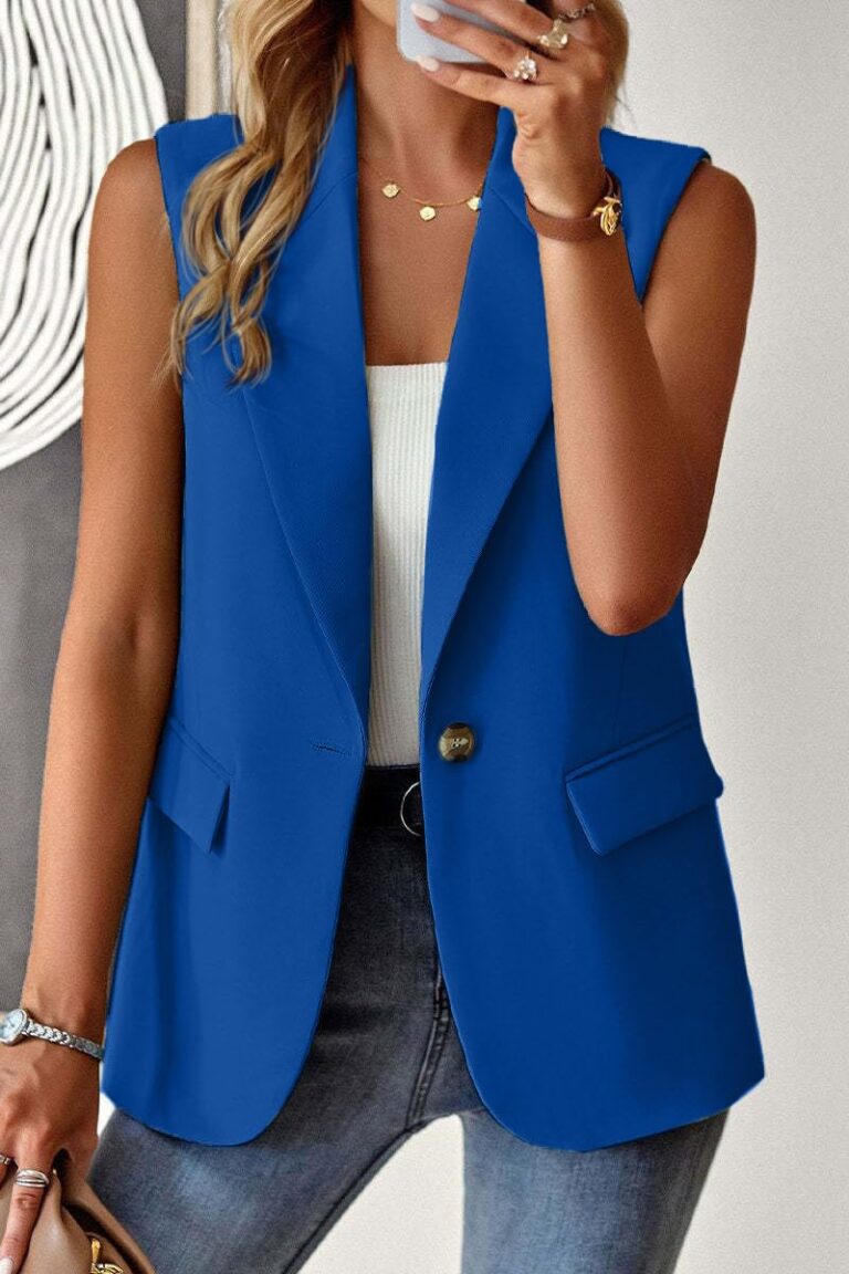 Giacca smanicata donna con risvolto, gilet elegante da ufficio