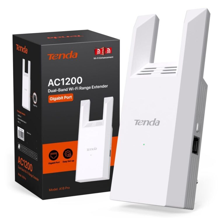 Tenda A18 Pro Ripetitore Wi-Fi Dual Band AC1200 con Porta Gigabit