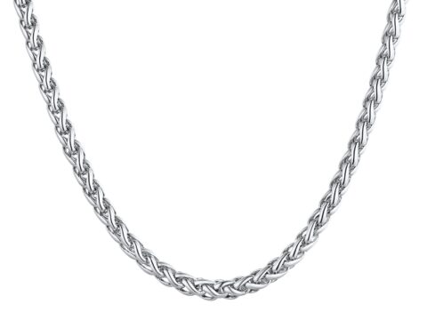 U7 Collana Catena Spiga in Acciaio Placcato Oro 18k, larghezza 3/6/9 mm