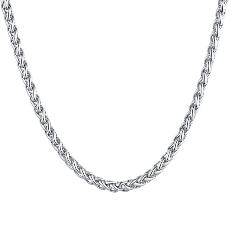 U7 Collana Catena Spiga in Acciaio Placcato Oro 18k, larghezza 3/6/9 mm