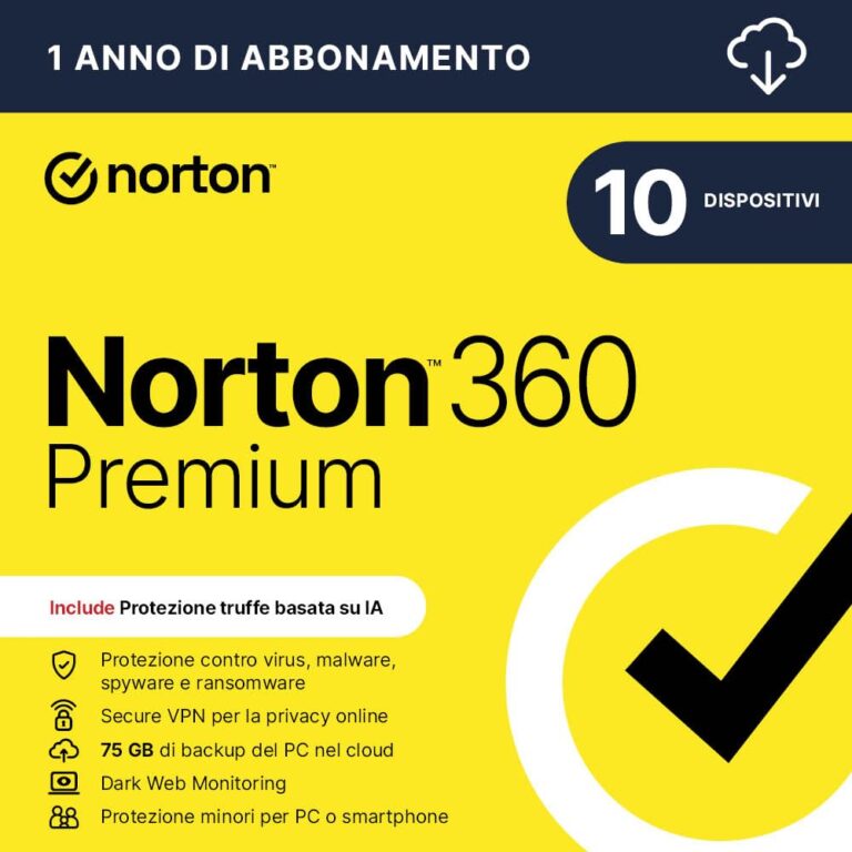 Norton 360 Premium 2026 – Antivirus 10 dispositivi, 1 anno