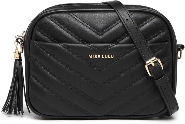 Miss Lulu borsa tracolla donna piccola nera impermeabile