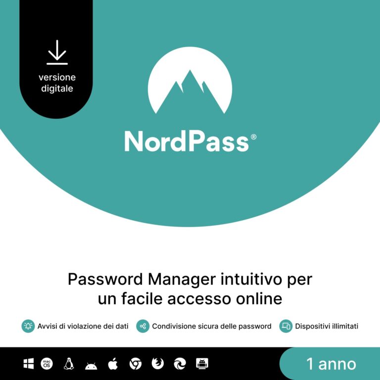 NordPass Premium – Gestore di password, dispositivi illimitati, 1 anno