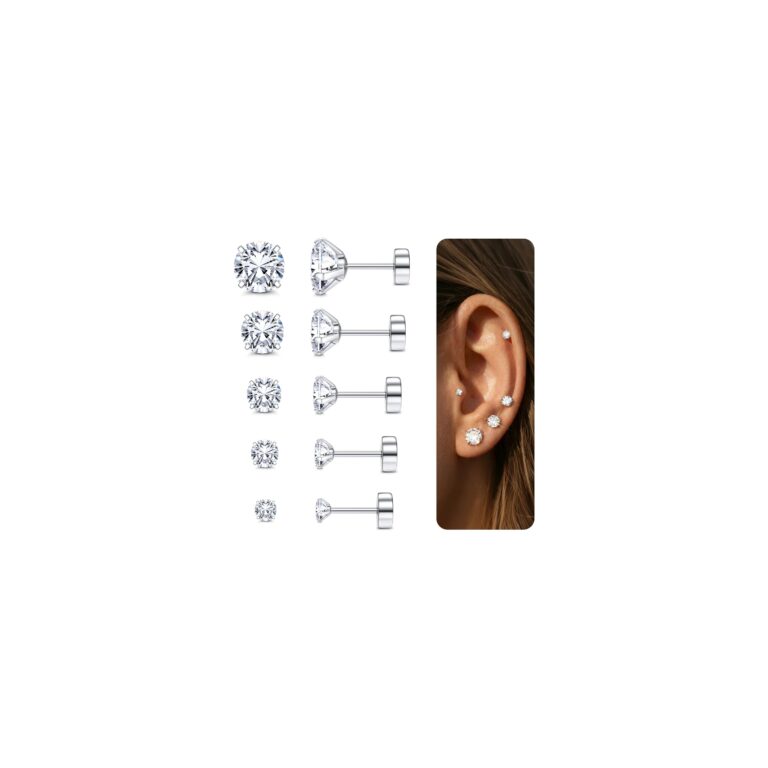 Diamday Set orecchini a vite titanio G23 con zirconia cubica 20G