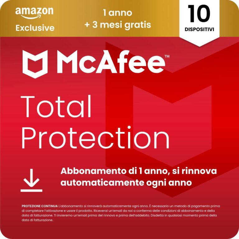 McAfee Total Protection 2026 – 10 Dispositivi, 15 Mesi