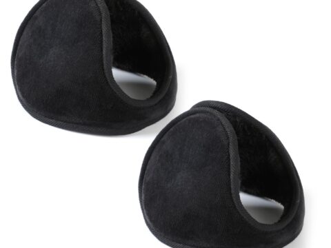 DUINIU paraorecchie in velluto nero antivento – 2 pezzi
