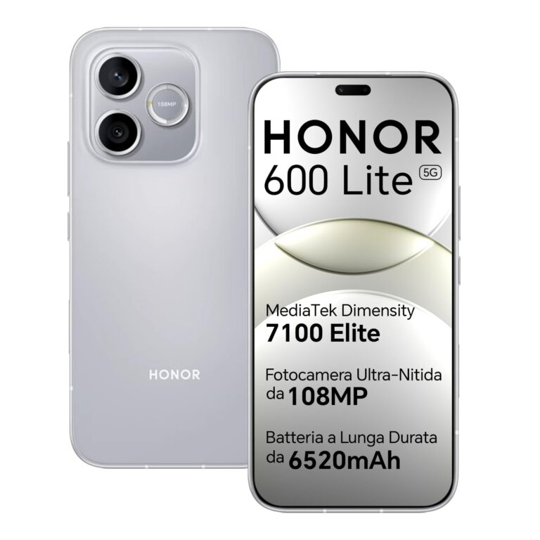 HONOR 600 Lite 5G Smartphone, Display AMOLED 6.6" 120Hz, Fotocamera AI 108MP, Batteria 6520mAh, 8GB + 256GB, Resistente al...