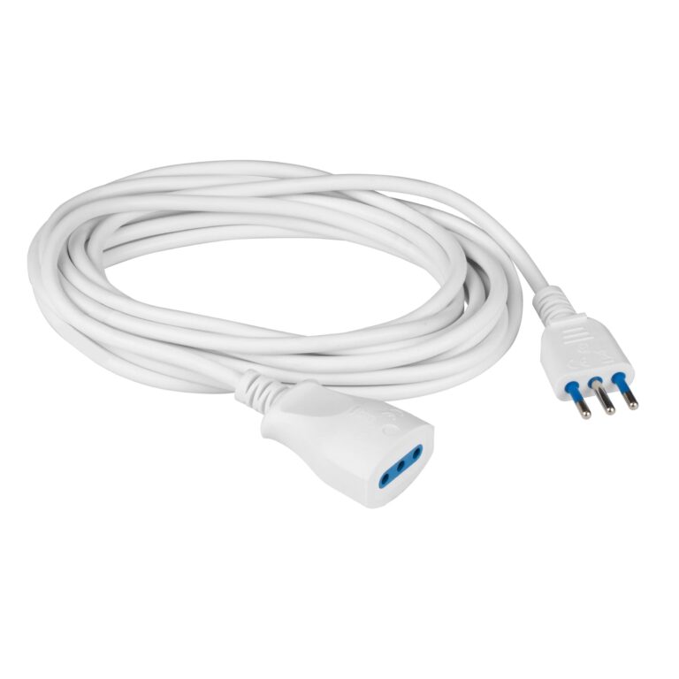 POLYPOOL Prolunga Elettrica 5 Metri con Spina e Presa Italiana 10A, Bianca
