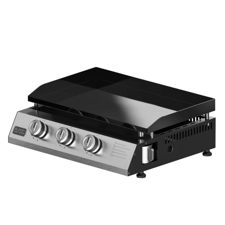 Black+Decker – Piastra a gas BXOP7350E | 3 bruciatori 2,45kW | Piastra acciaio smaltato | Superficie 580x360 mm | Facile d...
