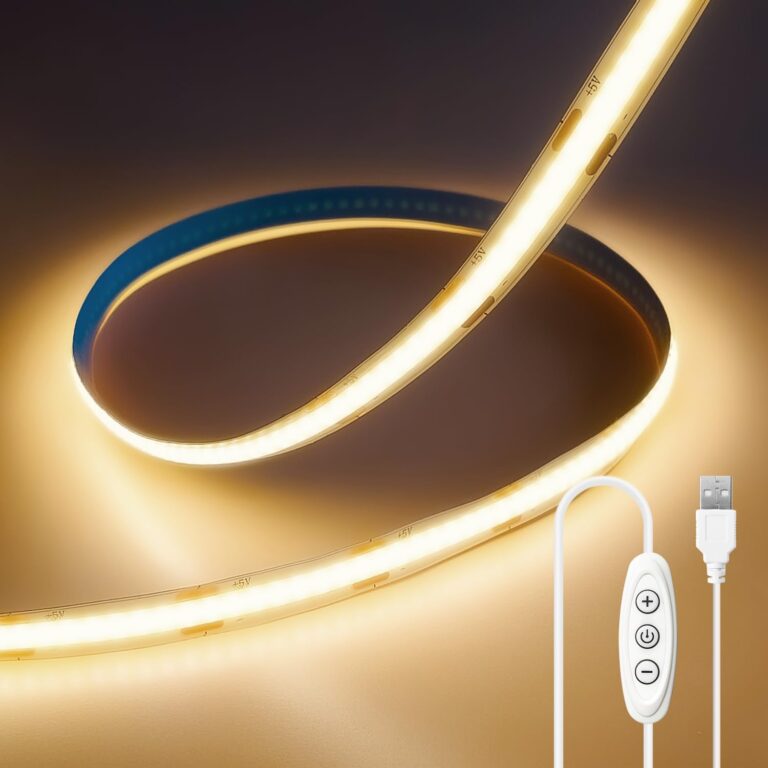 ShineBurky Striscia LED COB USB 5V 2 Metri, Bianco Caldo 3000K CRI93+
