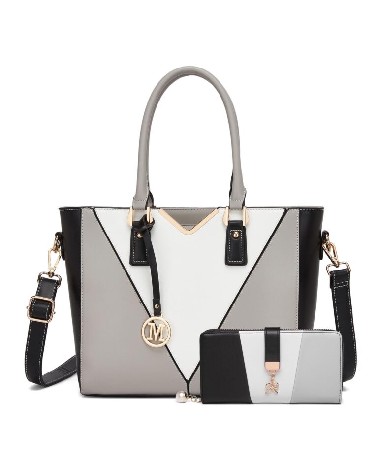 Miss Lulu borsa tote donna grande in PU a forma di V