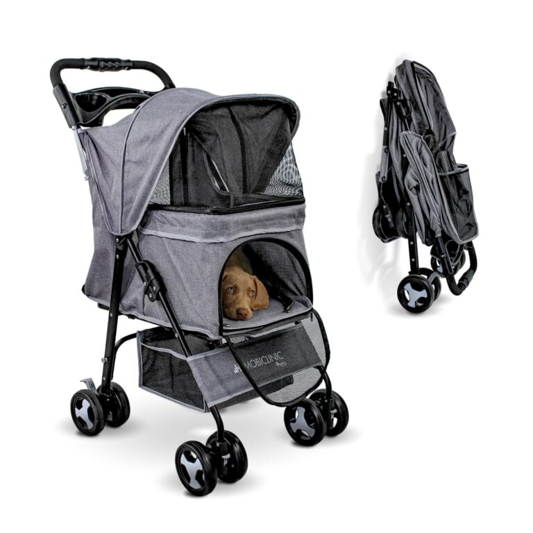 Mobiclinic® pets, Passeggino per cani, Ideale di piccola taglia e anziani, Zuma, Fino a 15 kg, Ruote con freni 360°, Cesti...