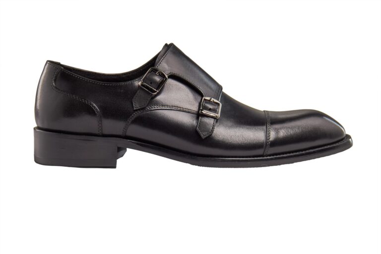 Monk Strap Doppia Fibbia Vera Pelle Lucida Artigianale Uomo
