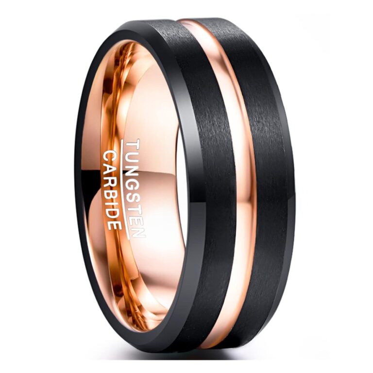 NUNCAD Anello in Tungsteno 8mm Nero Oro Rosa Unisex