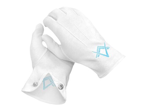 The Masonic Collection Guanti cerimoniali uomo cotone bianco con logo