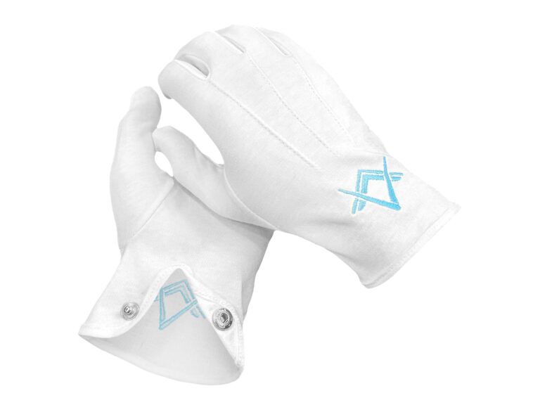 The Masonic Collection Guanti cerimoniali uomo cotone bianco con logo