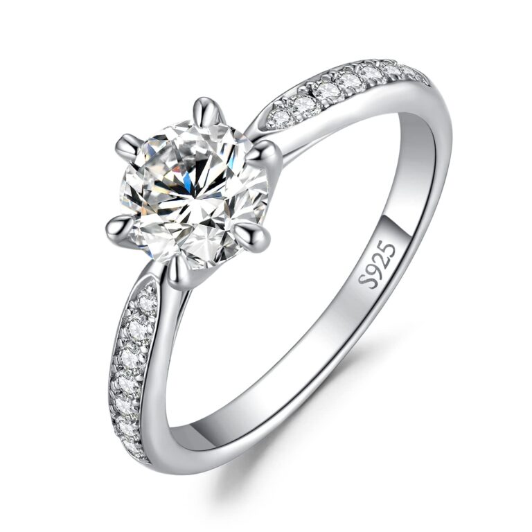 JewelryPalace Anello Solitario Donna in Argento 925 con Moissanite 0.5-3ct
