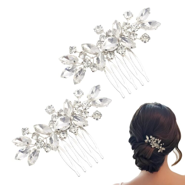CATZUM Pettini Sposa con Perle e Cristalli, set 2 pezzi argento