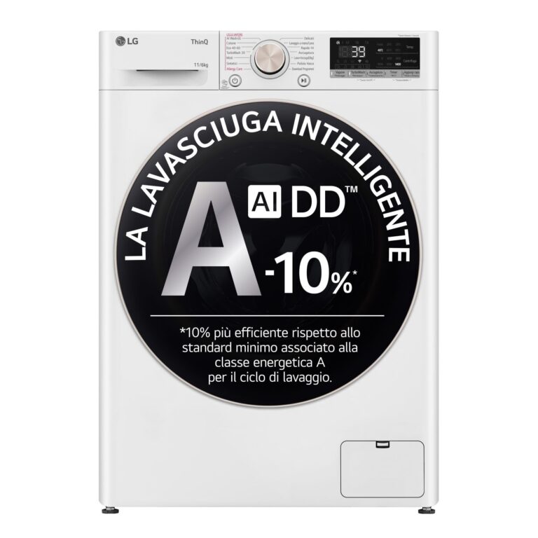 LG AI DD D4R7011TSWG Lavasciuga 11+6 kg Serie R7 TurboWash 360
