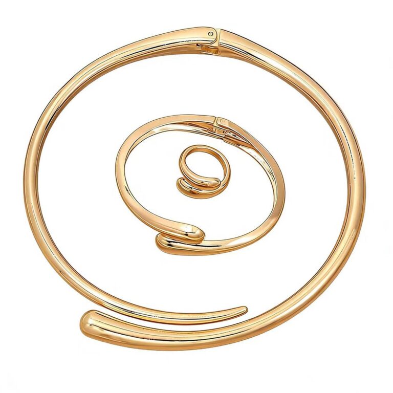 Cubahop set choker, bracciale e anelli geometrici in metallo regolabili