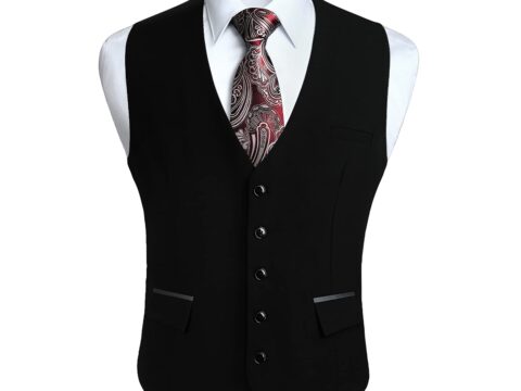 HISDERN Gilet da Uomo Elegante in Cotone per Cerimonie