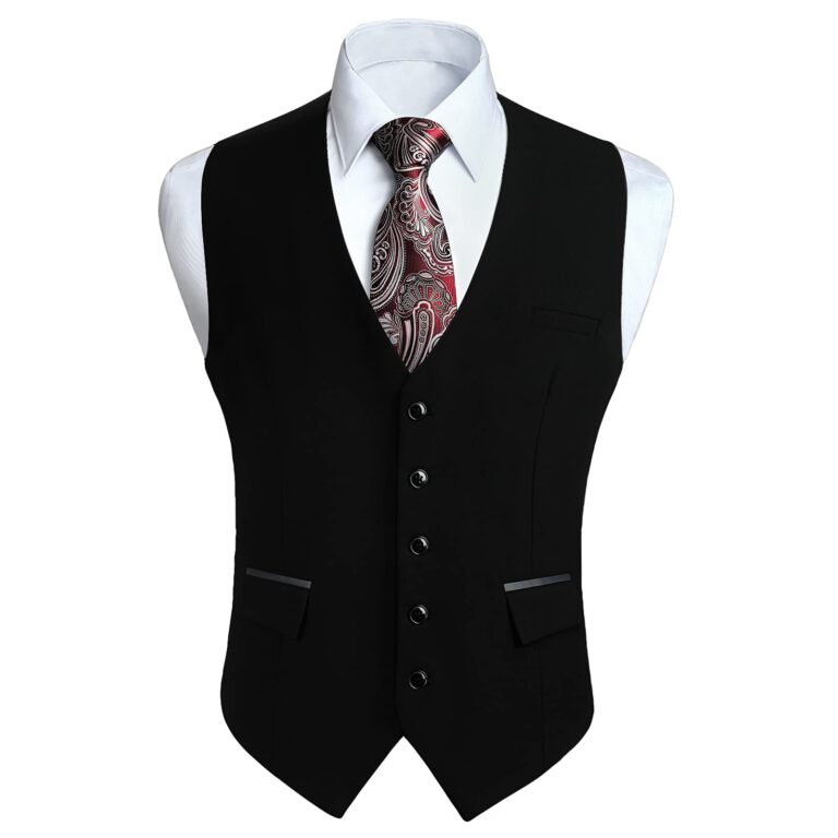 HISDERN Gilet da Uomo Elegante in Cotone per Cerimonie