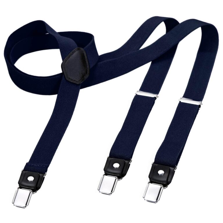 DonDon Bretelle uomo strette 2,5 cm con clip e toppa in pelle