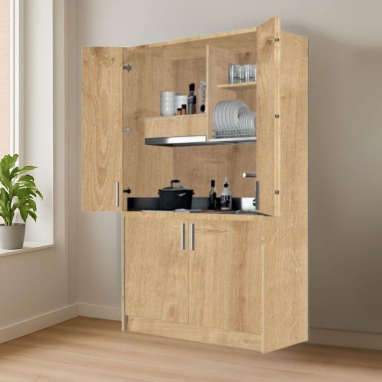 Cucina Salvaspazio a Scomparsa Fold Evolution Rovere con Elettrodomestici 125x62x208 cm
