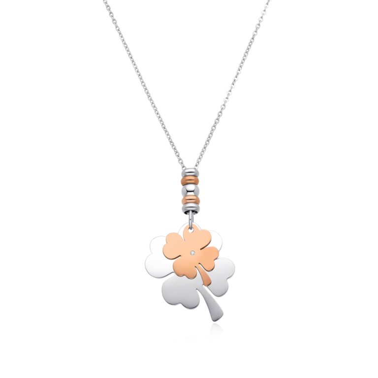 Dada Gioielli Collana Donna Portafortuna Quadrifoglio Stella Cuore con Zircone