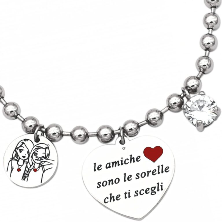 dalcuore Bracciale Amicizia in acciaio ipoallergenico con frase incisa