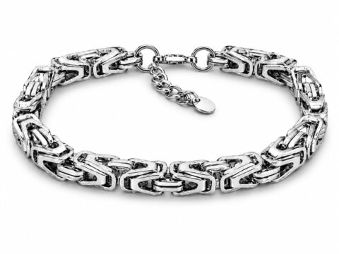 SAGA GIOIELLI Bracciale Uomo Catena Bizantina in Acciaio 7mm