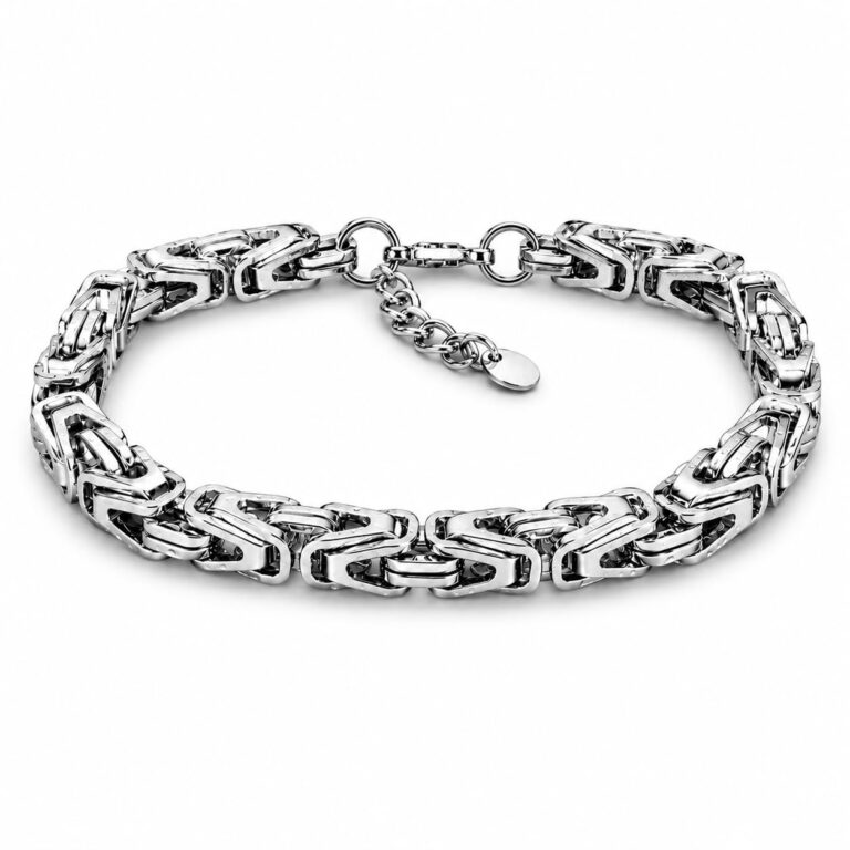 SAGA GIOIELLI Bracciale Uomo Catena Bizantina in Acciaio 7mm