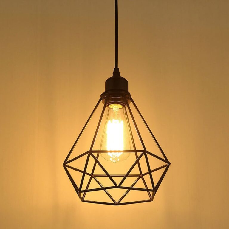 MAXDUYU Lampada a Sospensione Metallo Nero Geometrica Diamante, Lampadario Industriale Stile Loft E27, Lampada Sospesa Vin...