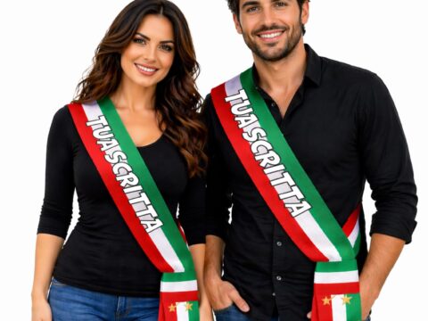 BrolloGroup Fascia da Sindaco Lusso Tricolore a nodo scorrevole Made in Italy