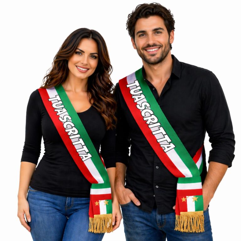 BrolloGroup Fascia da Sindaco Lusso Tricolore a nodo scorrevole Made in Italy