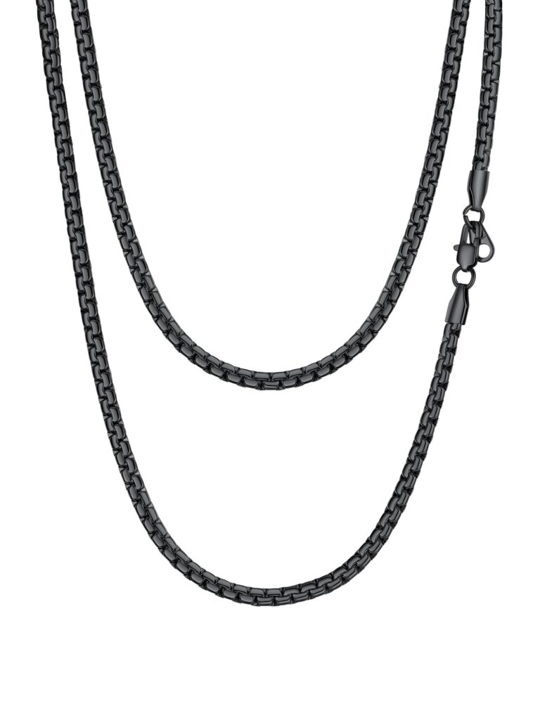 PROSTEEL Collana Catena Scatola Piatta Acciaio Uomo 4-6 mm