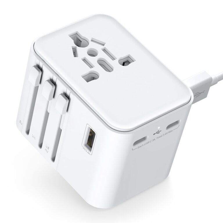 Adattatore Universale da Viaggio con 2 USB-A e 2 USB-C, Spina Internazionale