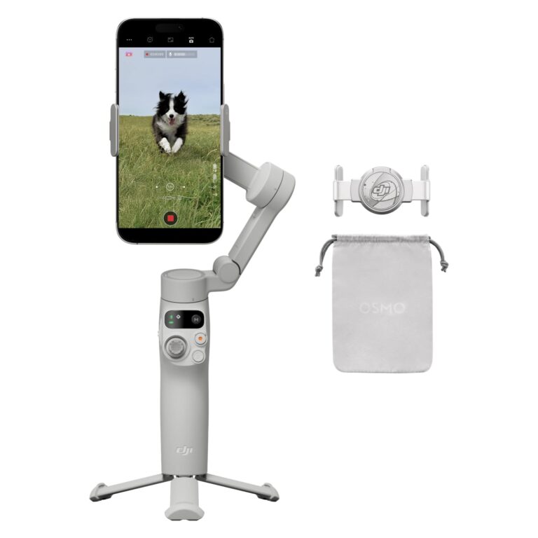 DJI Osmo Mobile 7 Stabilizzatore per iPhone, Android, Treppiede integrato, Ultra-leggero, Stabilizzatore 3 assi per smartp...