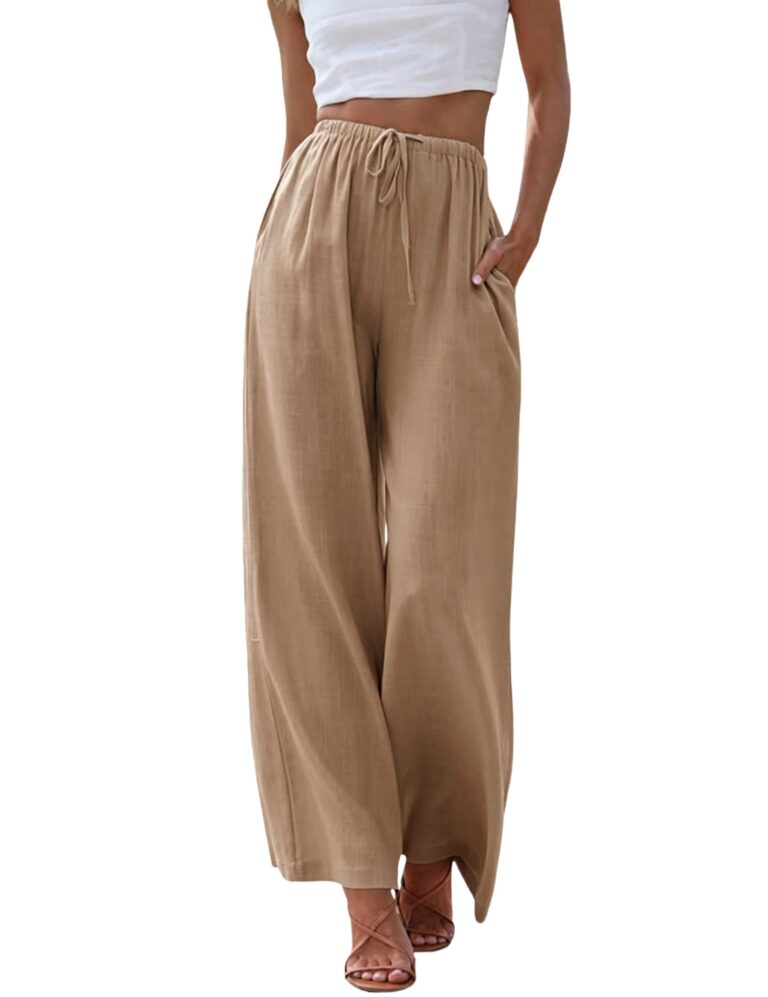 Cegerne Pantaloni in Lino Donna Palazzo a Gamba Larga
