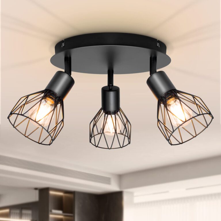Dehobo Faretti da Soffitto Orientabili, Lampada da Parete Led Moderno Industriale E14 in Metallo Nero, Luci da Soffitto pe...