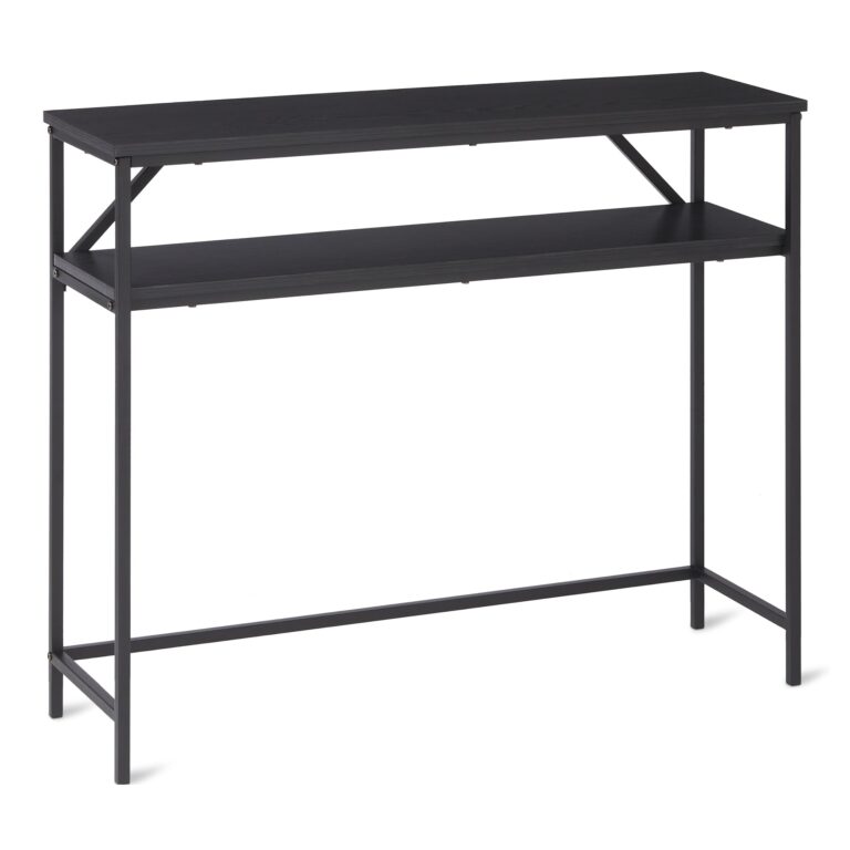 Amazon Basics - Consolle Rettangolare con Ripiano Portaoggetti, Struttura in Acciaio, 30cm (P) x ...