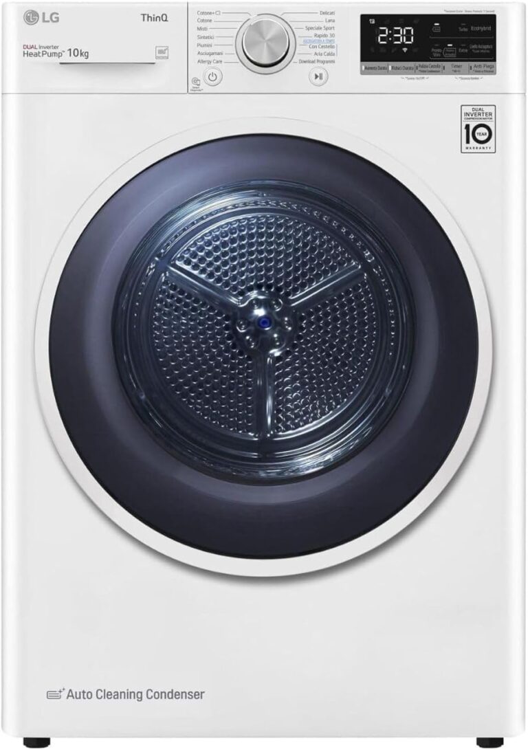 LG RH10V9AV4W Asciugatrice Smart 10 kg Serie V9 Pompa di Calore Dual Inverter