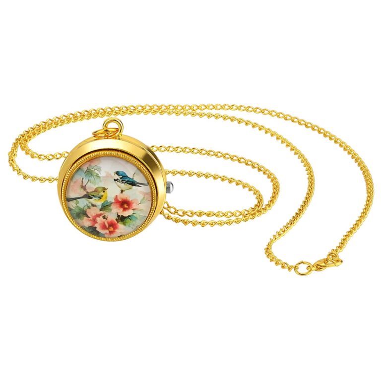 JewelryWe Orologio da Tasca Gotico al Quarzo con Catena Lunga Oro