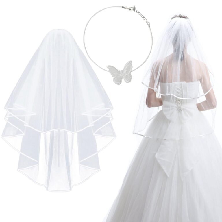Aynkh Velo da Sposa Corto con Pettine e Collana a Farfalla