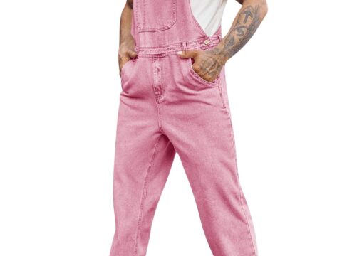 Runcati Salopette Uomo Denim Slim Fit con Bretelle Regolabili